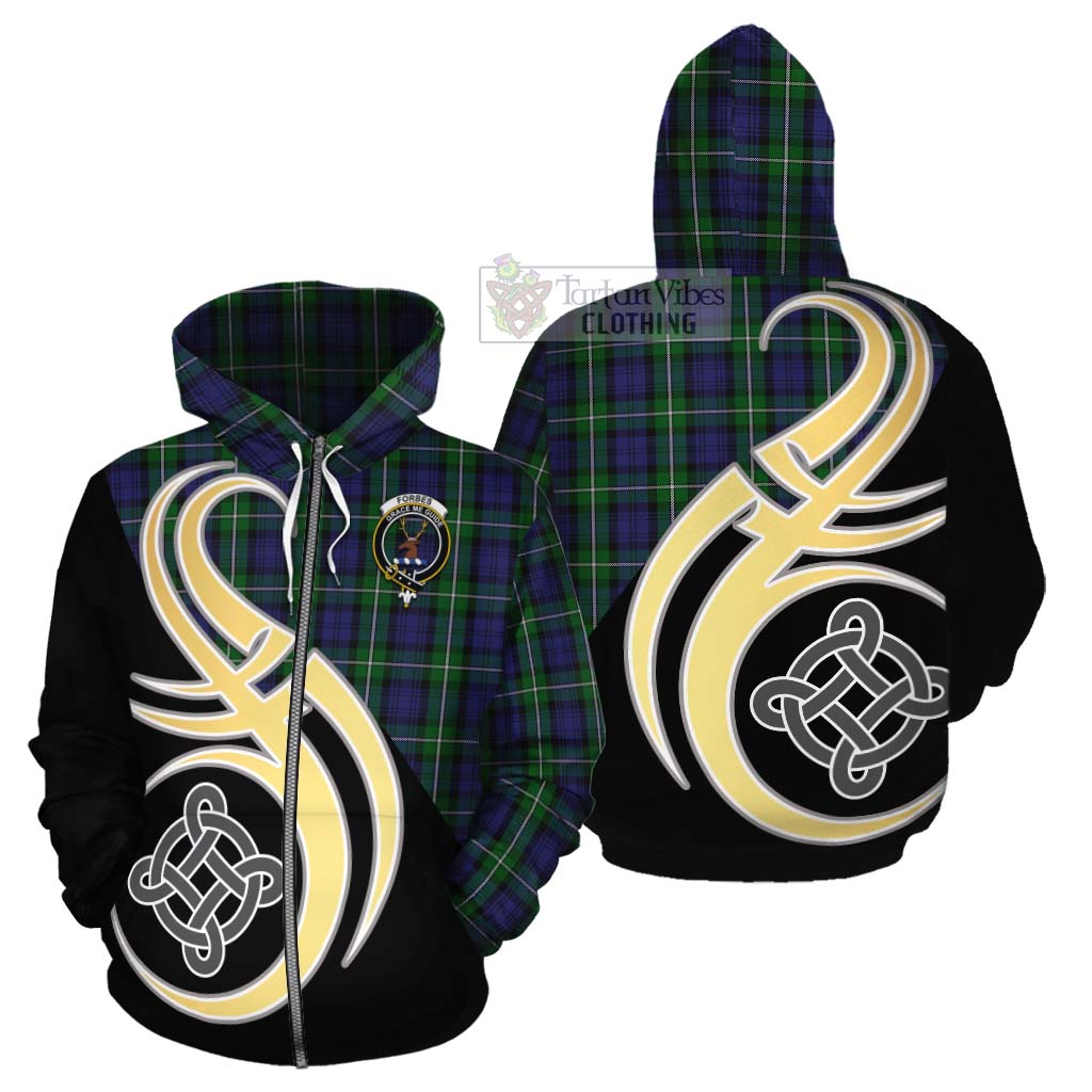 Tartan Vibes Clothing Forbes Tartan Cotton Hoodie with Family Crest and Celtic Symbol Style