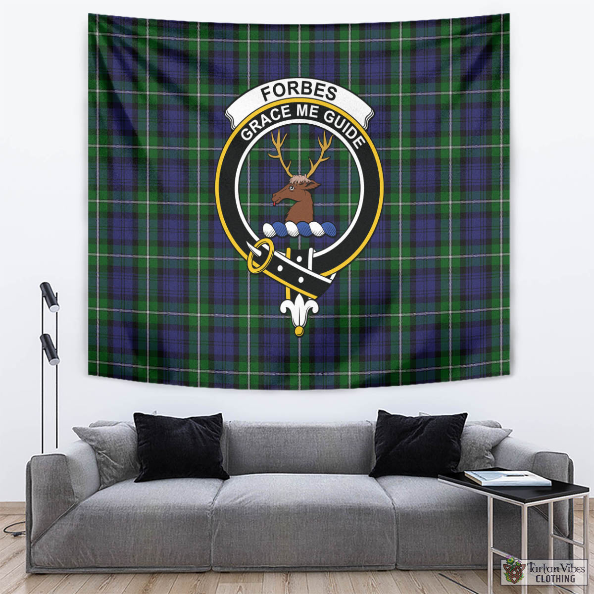 Tartan Vibes Clothing Forbes Tartan Tapestry Wall Hanging and Home Decor for Room with Family Crest