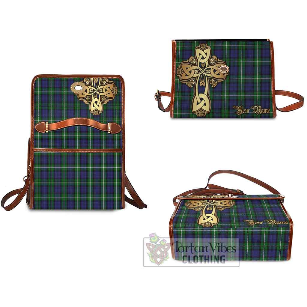 Tartan Vibes Clothing Forbes Tartan Waterproof Canvas Bag Golden Thistle Celtic Cross Style