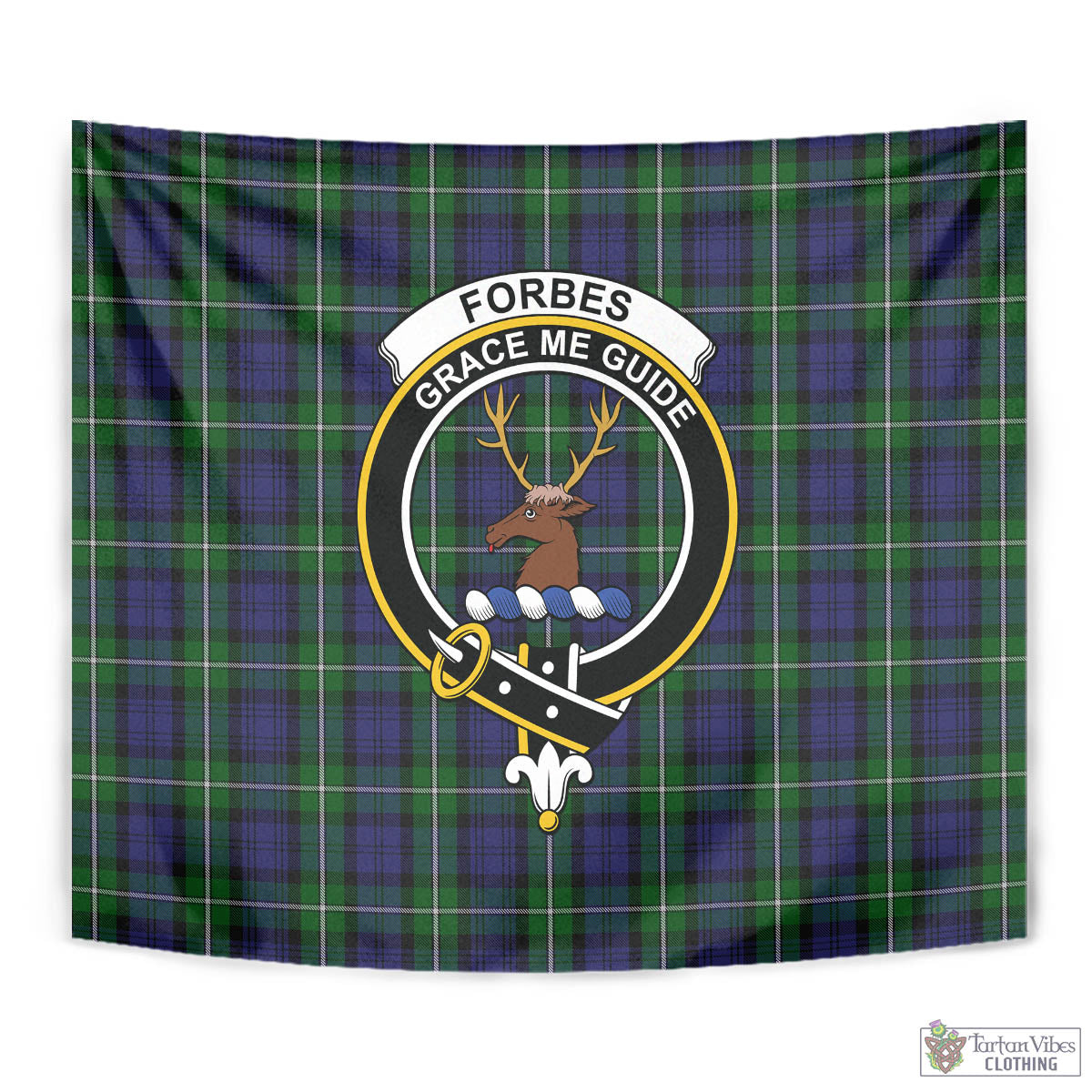 Tartan Vibes Clothing Forbes Tartan Tapestry Wall Hanging and Home Decor for Room with Family Crest