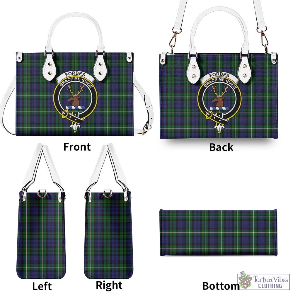 Tartan Vibes Clothing Forbes Tartan Luxury Leather Handbags with Family Crest