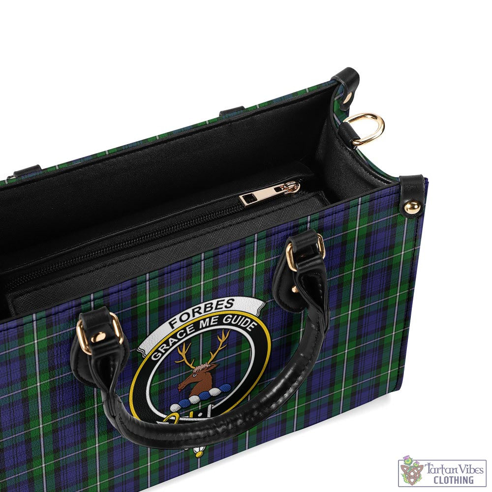 Tartan Vibes Clothing Forbes Tartan Luxury Leather Handbags with Family Crest