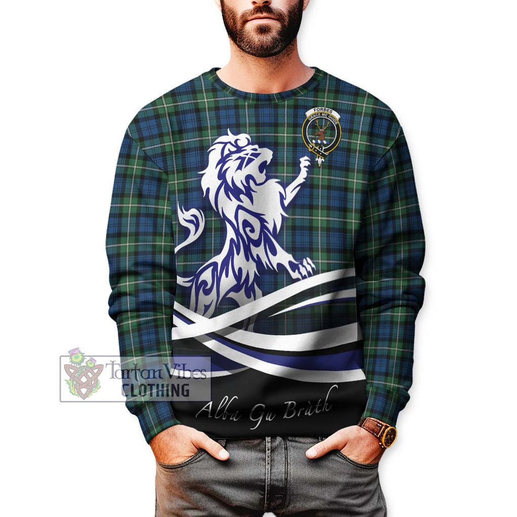 Forbes Ancient Tartan Sweatshirt with Alba Gu Brath Regal Lion Emblem Unisex - Tartanvibesclothing Shop