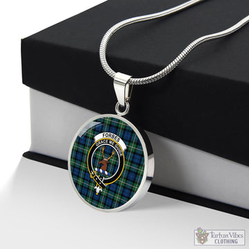 Forbes Ancient Tartan Circle Necklace with Family Crest