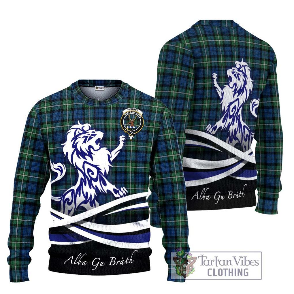 Forbes Ancient Tartan Knitted Sweater with Alba Gu Brath Regal Lion Emblem Unisex - Tartanvibesclothing Shop