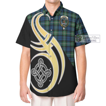 Forbes Ancient Tartan Short Sleeve Button Shirt with Family Crest and Celtic Symbol Style