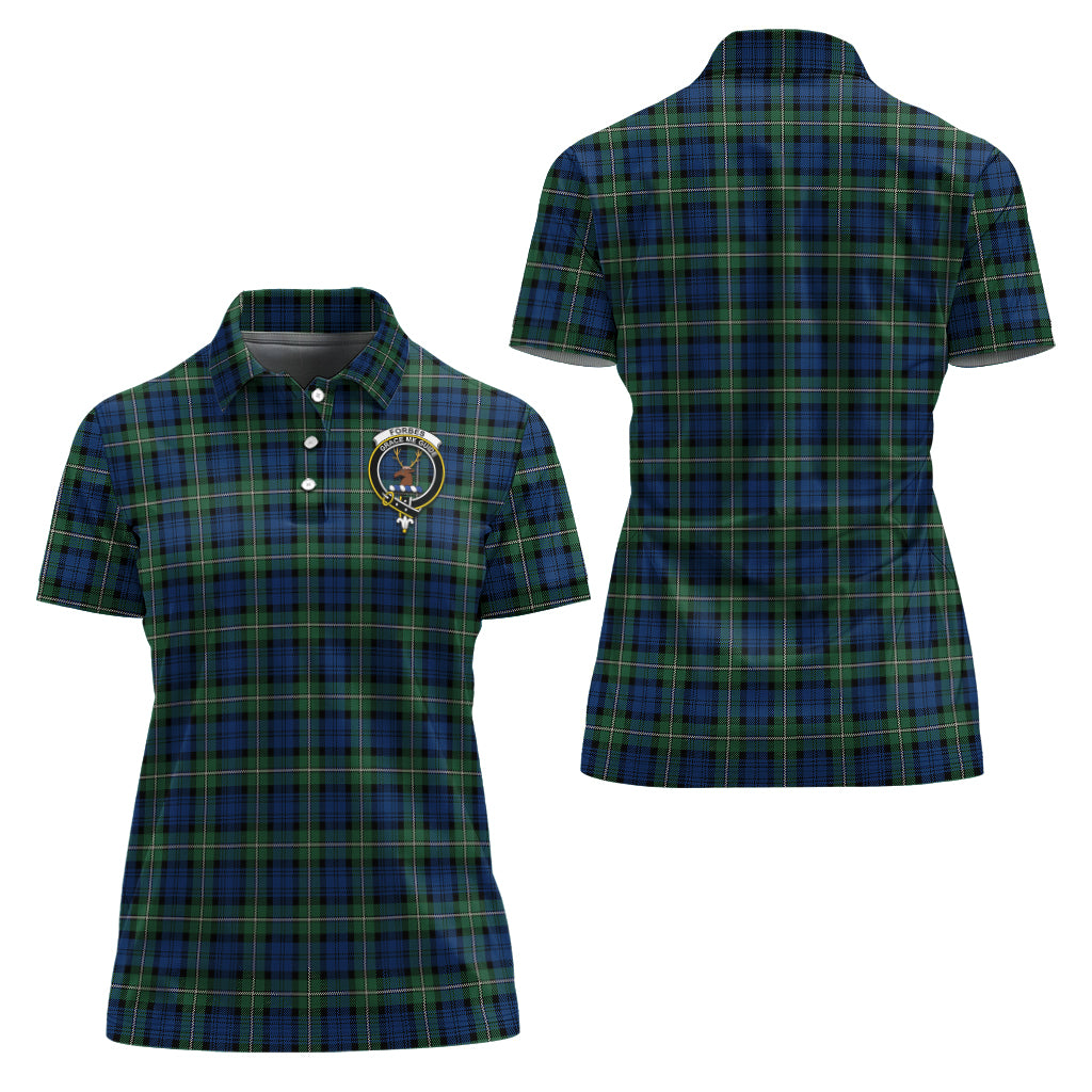 Forbes Ancient Tartan Polo Shirt with Family Crest For Women Women - Tartan Vibes Clothing