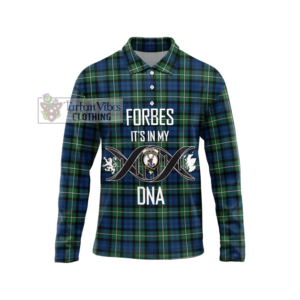 Forbes Ancient Tartan Long Sleeve Polo Shirt with Family Crest DNA In Me Style Unisex - Tartanvibesclothing Shop