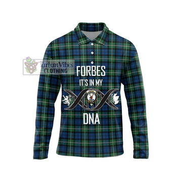 Forbes Ancient Tartan Long Sleeve Polo Shirt with Family Crest DNA In Me Style