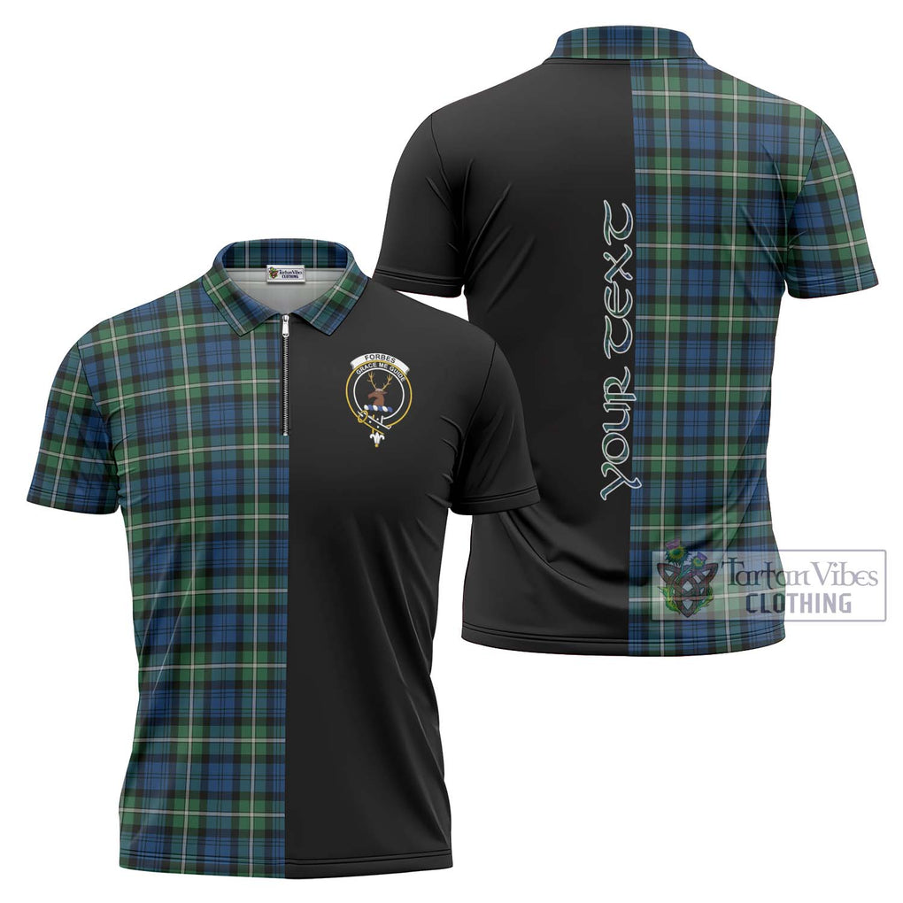 Forbes Ancient Tartan Zipper Polo Shirt with Family Crest and Half Of Me Style Unisex - Tartanvibesclothing Shop