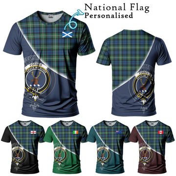 Forbes Ancient Tartan T-Shirt with Personalised National Flag and Family Crest Half Style