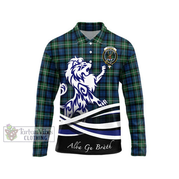 Forbes Ancient Tartan Long Sleeve Polo Shirt with Alba Gu Brath Regal Lion Emblem