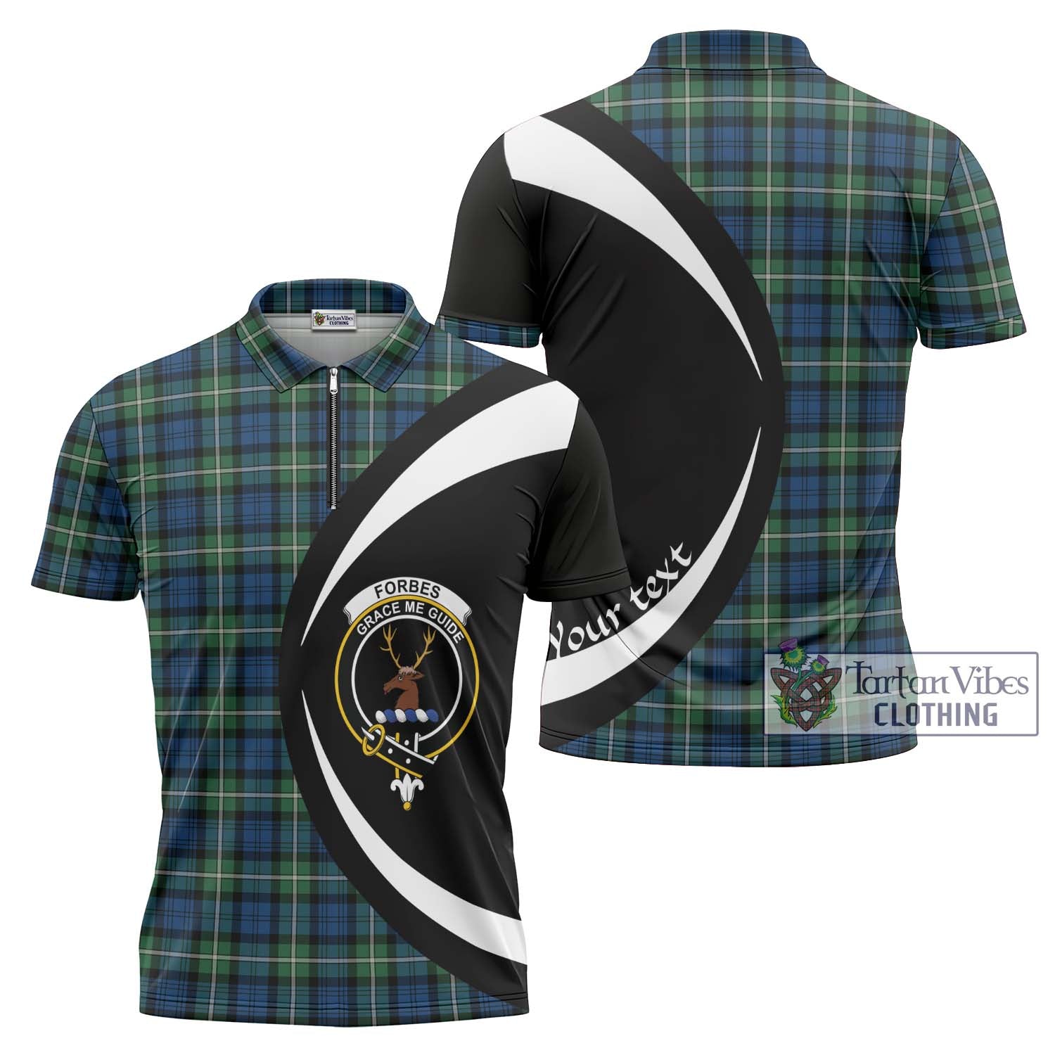 Tartan Vibes Clothing Forbes Ancient Tartan Zipper Polo Shirt with Family Crest Circle Style