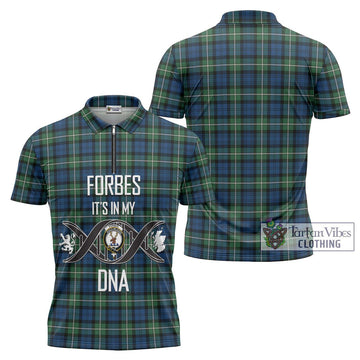 Forbes Ancient Tartan Zipper Polo Shirt with Family Crest DNA In Me Style