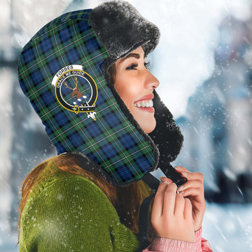 Forbes Ancient Tartan Winter Trapper Hat with Family Crest