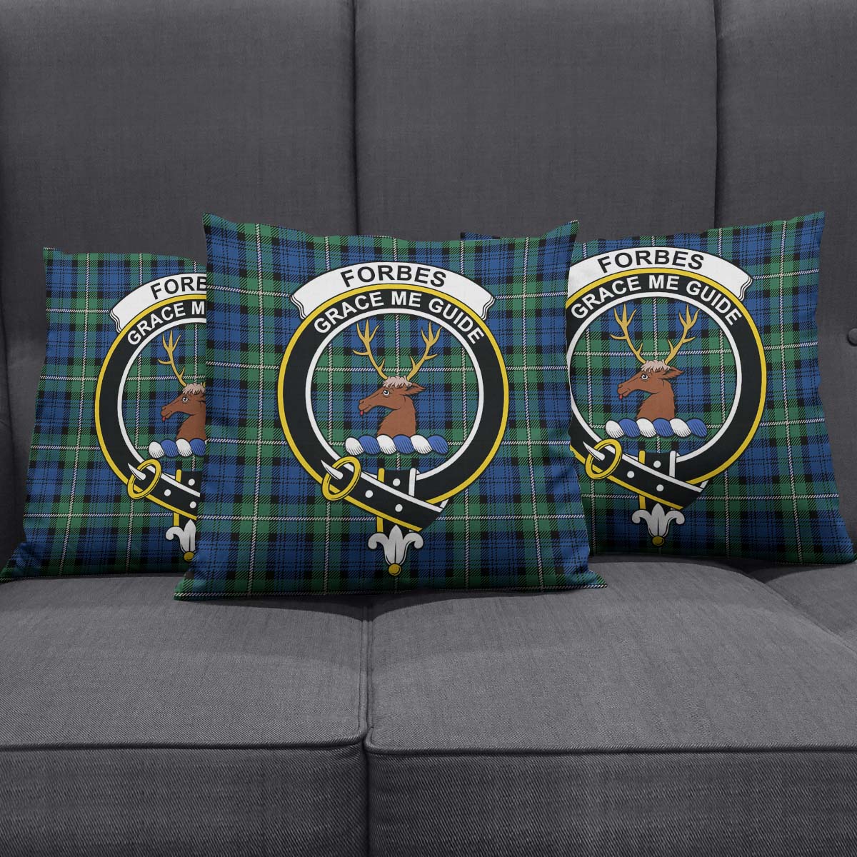 Forbes Ancient Tartan Pillow Cover with Family Crest Square Pillow Cover - Tartanvibesclothing