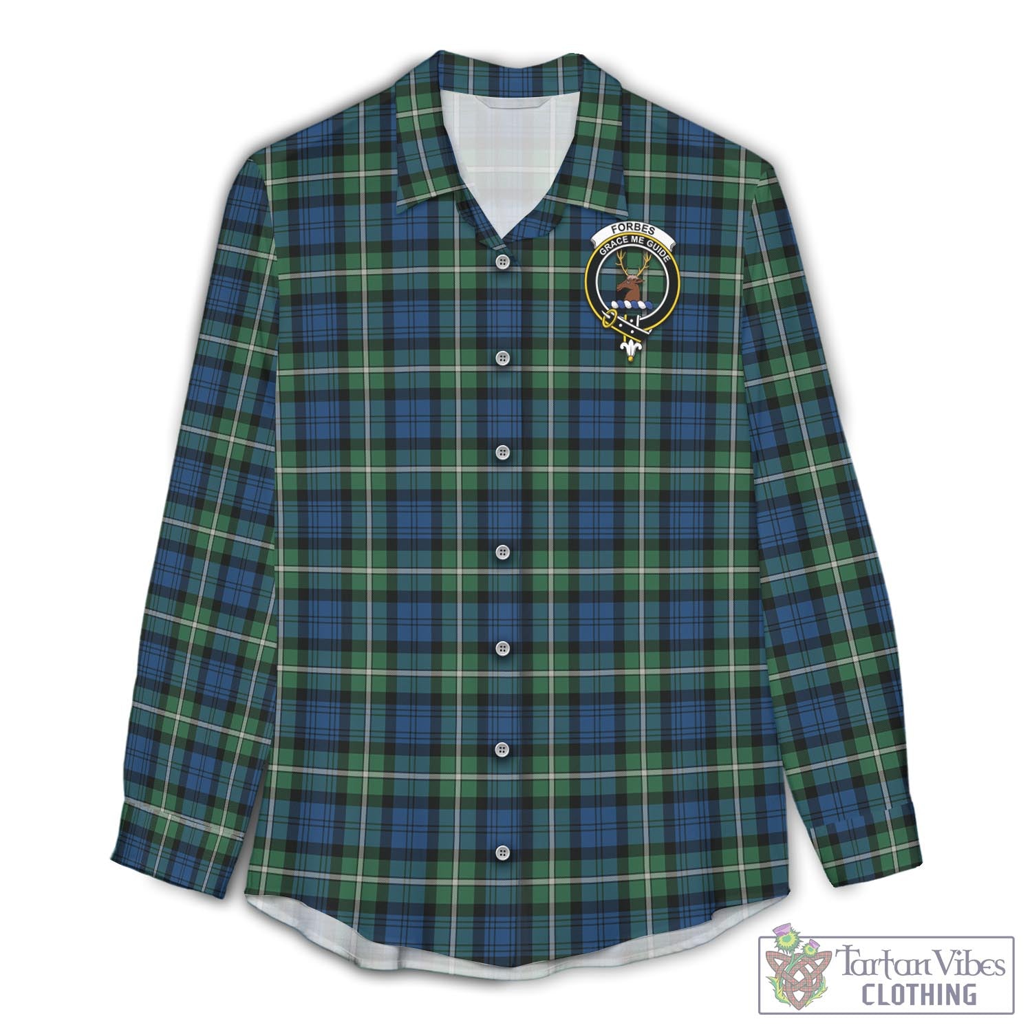 Tartan Vibes Clothing Forbes Ancient Tartan Womens Casual Shirt with Family Crest