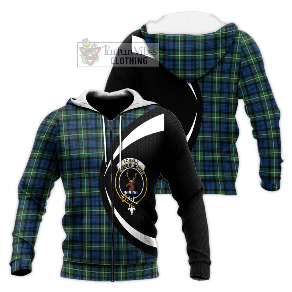 Forbes Ancient Tartan Knitted Hoodie with Family Crest Circle Style Unisex Knitted Zip Hoodie - Tartan Vibes Clothing