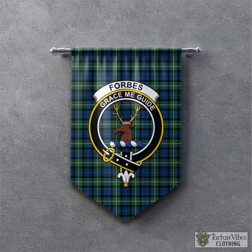 Forbes Ancient Tartan Gonfalon, Tartan Banner with Family Crest