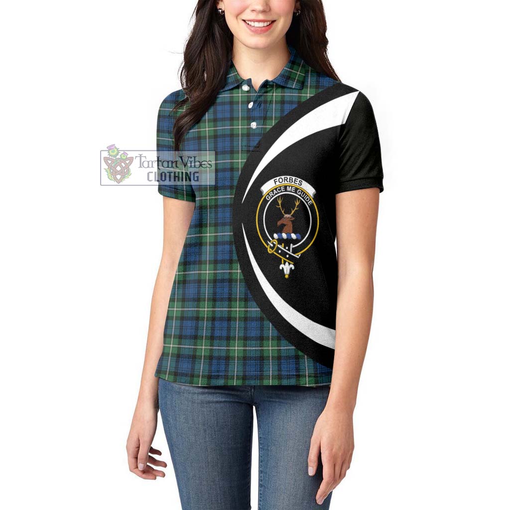 Tartan Vibes Clothing Forbes Ancient Tartan Women's Polo Shirt with Family Crest Circle Style