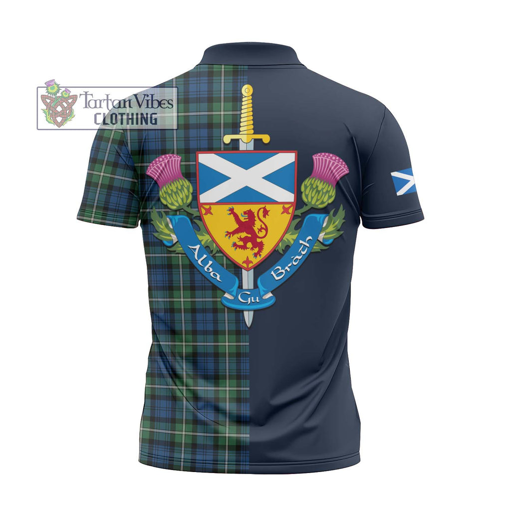 Tartan Vibes Clothing Forbes Ancient Tartan Zipper Polo Shirt with Scottish Lion Royal Arm Half Style