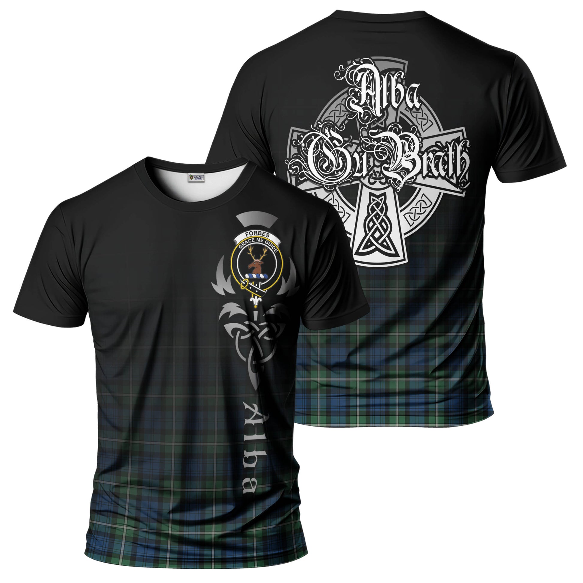 Tartan Vibes Clothing Forbes Ancient Tartan T-Shirt Featuring Alba Gu Brath Family Crest Celtic Inspired