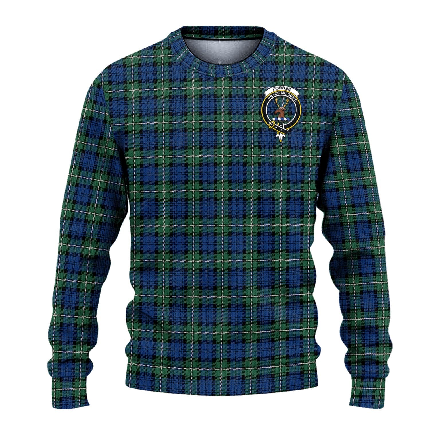 Forbes Ancient Tartan Knitted Sweater with Family Crest - Tartanvibesclothing