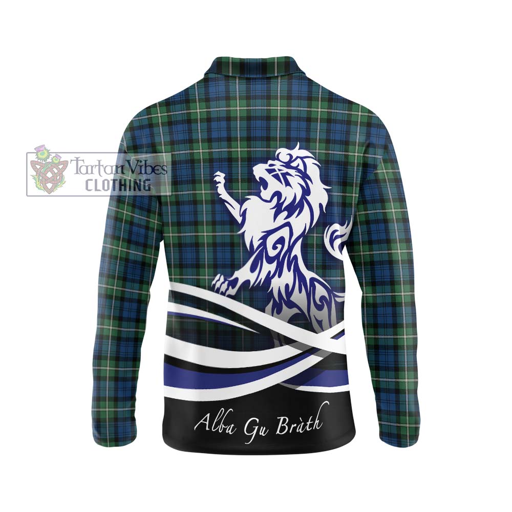 Forbes Ancient Tartan Long Sleeve Polo Shirt with Alba Gu Brath Regal Lion Emblem - Tartanvibesclothing Shop