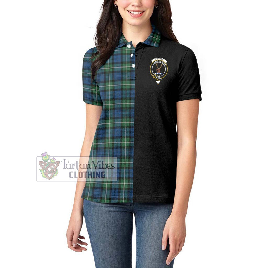 Forbes Ancient Tartan Women's Polo Shirt with Family Crest and Half Of Me Style - Tartanvibesclothing Shop