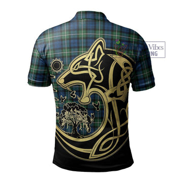 Forbes Ancient Tartan Polo Shirt with Family Crest Celtic Wolf Style