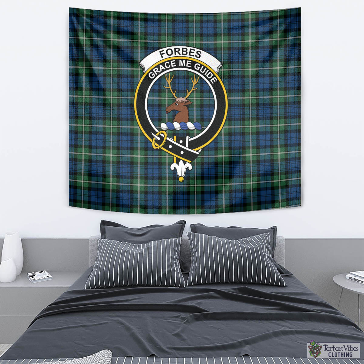 Tartan Vibes Clothing Forbes Ancient Tartan Tapestry Wall Hanging and Home Decor for Room with Family Crest