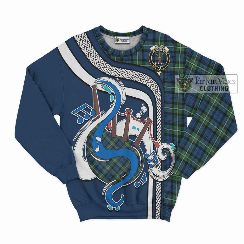 Forbes Ancient Tartan Sweatshirt with Epic Bagpipe Style - Tartanvibesclothing Shop