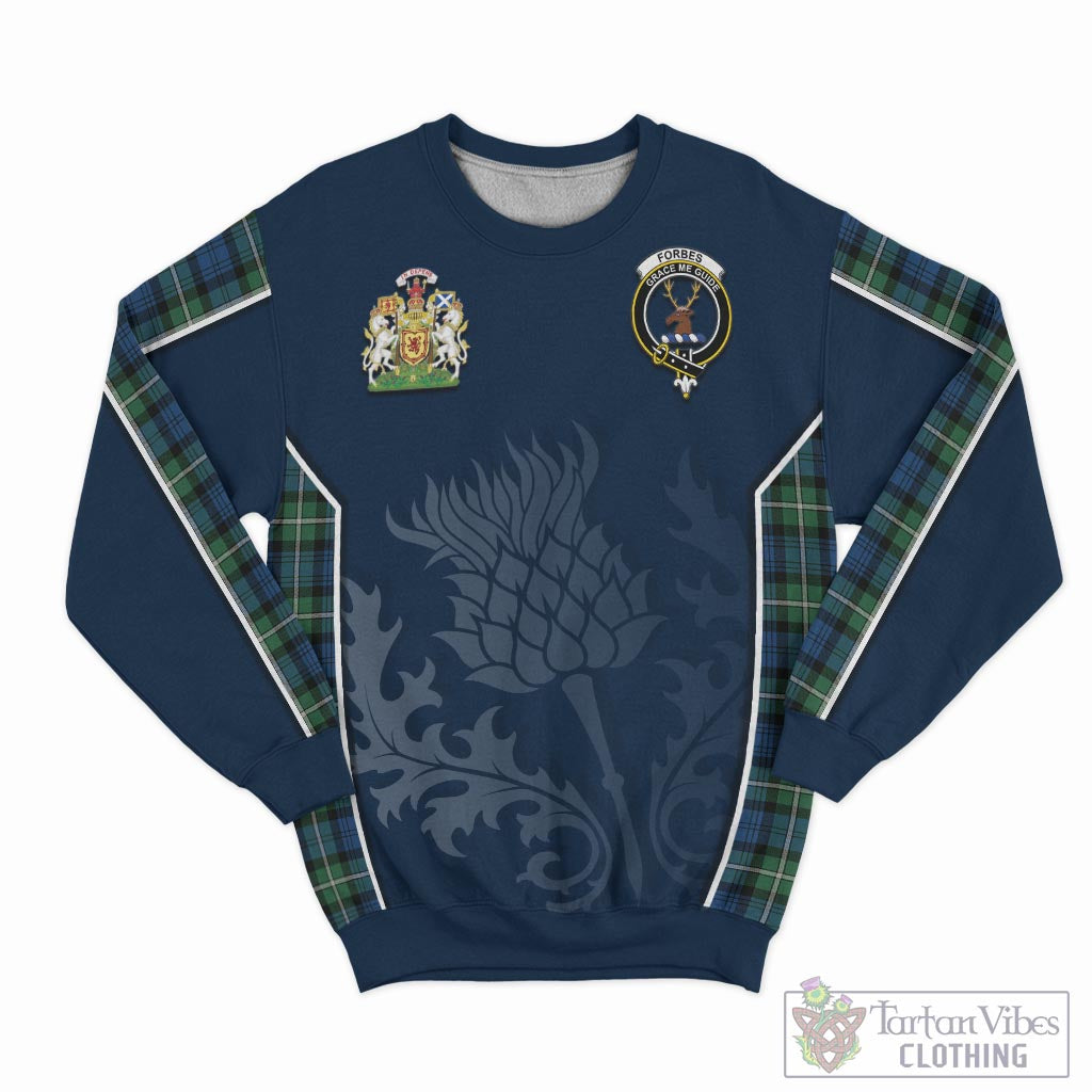 Tartan Vibes Clothing Forbes Ancient Tartan Sweatshirt with Family Crest and Scottish Thistle Vibes Sport Style