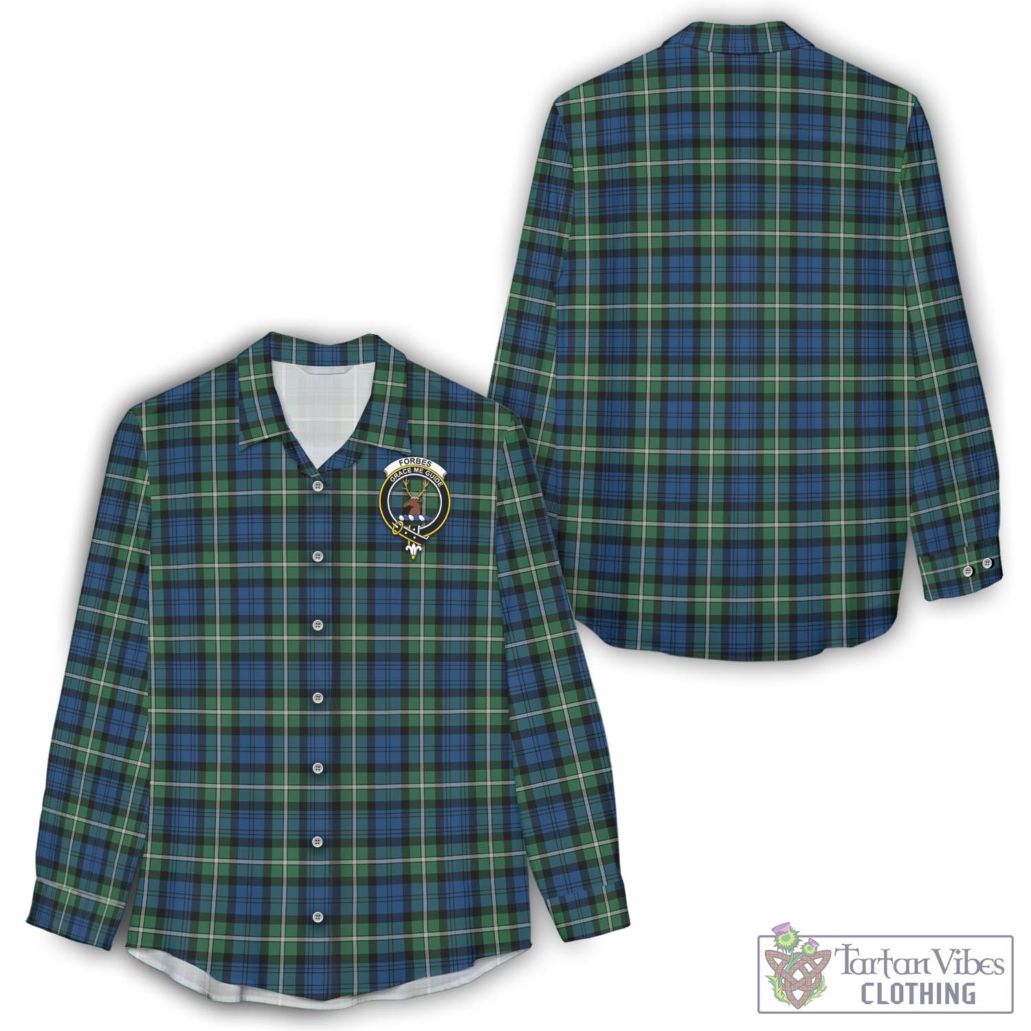 Tartan Vibes Clothing Forbes Ancient Tartan Womens Casual Shirt with Family Crest