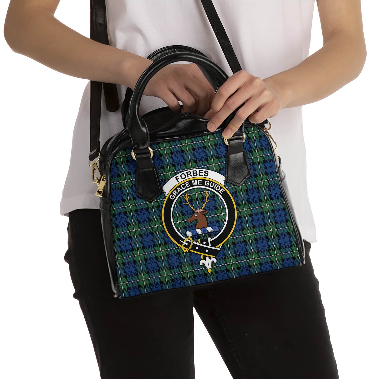 Forbes Ancient Tartan Shoulder Handbags with Family Crest - Tartanvibesclothing