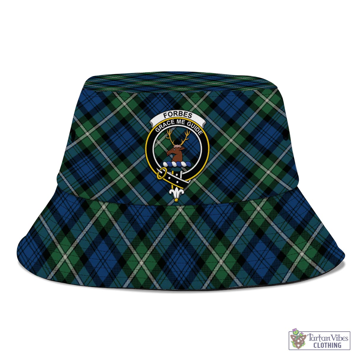 Tartan Vibes Clothing Forbes Ancient Tartan Bucket Hat with Family Crest