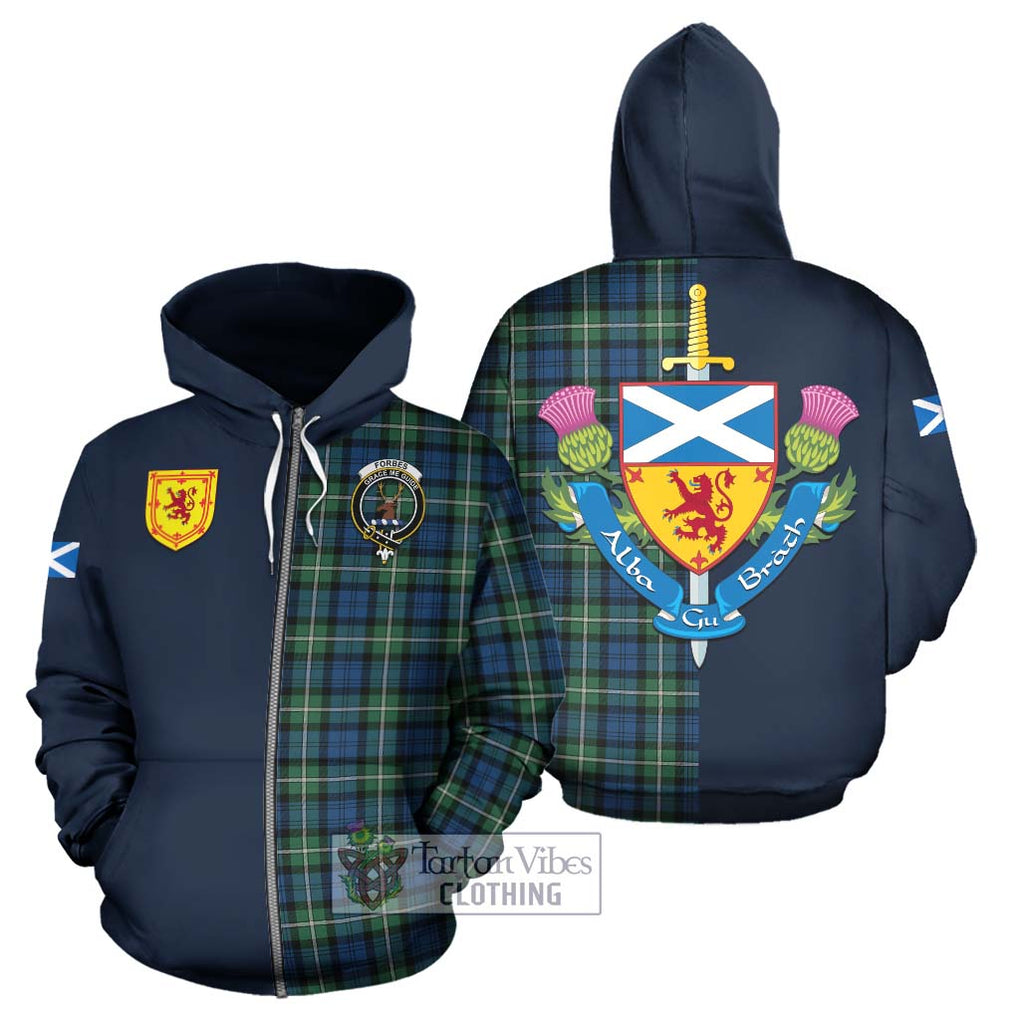 Tartan Vibes Clothing Forbes Ancient Tartan Hoodie with Scottish Lion Royal Arm Half Style