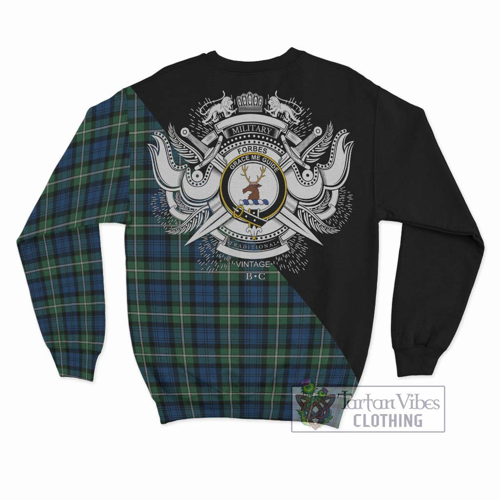 Forbes Ancient Tartan Sweatshirt with Family Crest and Military Logo Style - Tartanvibesclothing Shop