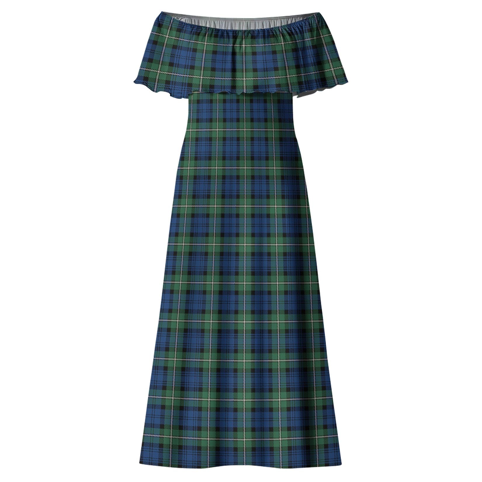 Forbes Ancient Tartan Off Shoulder Long Dress - Tartanvibesclothing