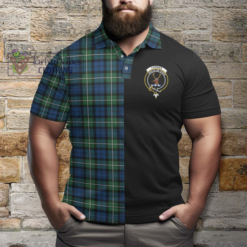 Forbes Ancient Tartan Polo Shirt with Family Crest and Half Of Me Style - Tartanvibesclothing Shop