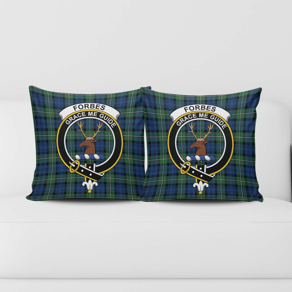 Forbes Ancient Tartan Pillow Cover with Family Crest - Tartanvibesclothing