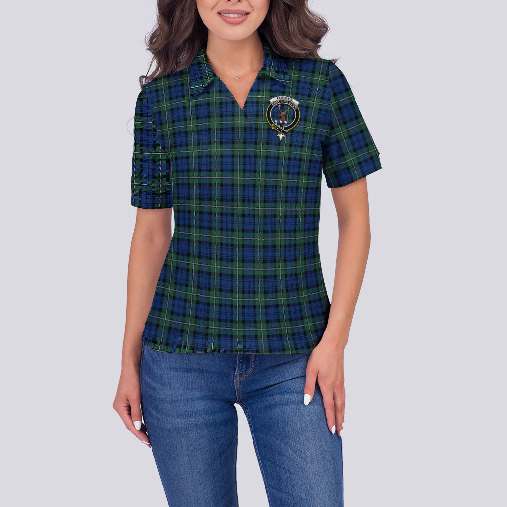 Forbes Ancient Tartan Polo Shirt with Family Crest For Women - Tartan Vibes Clothing