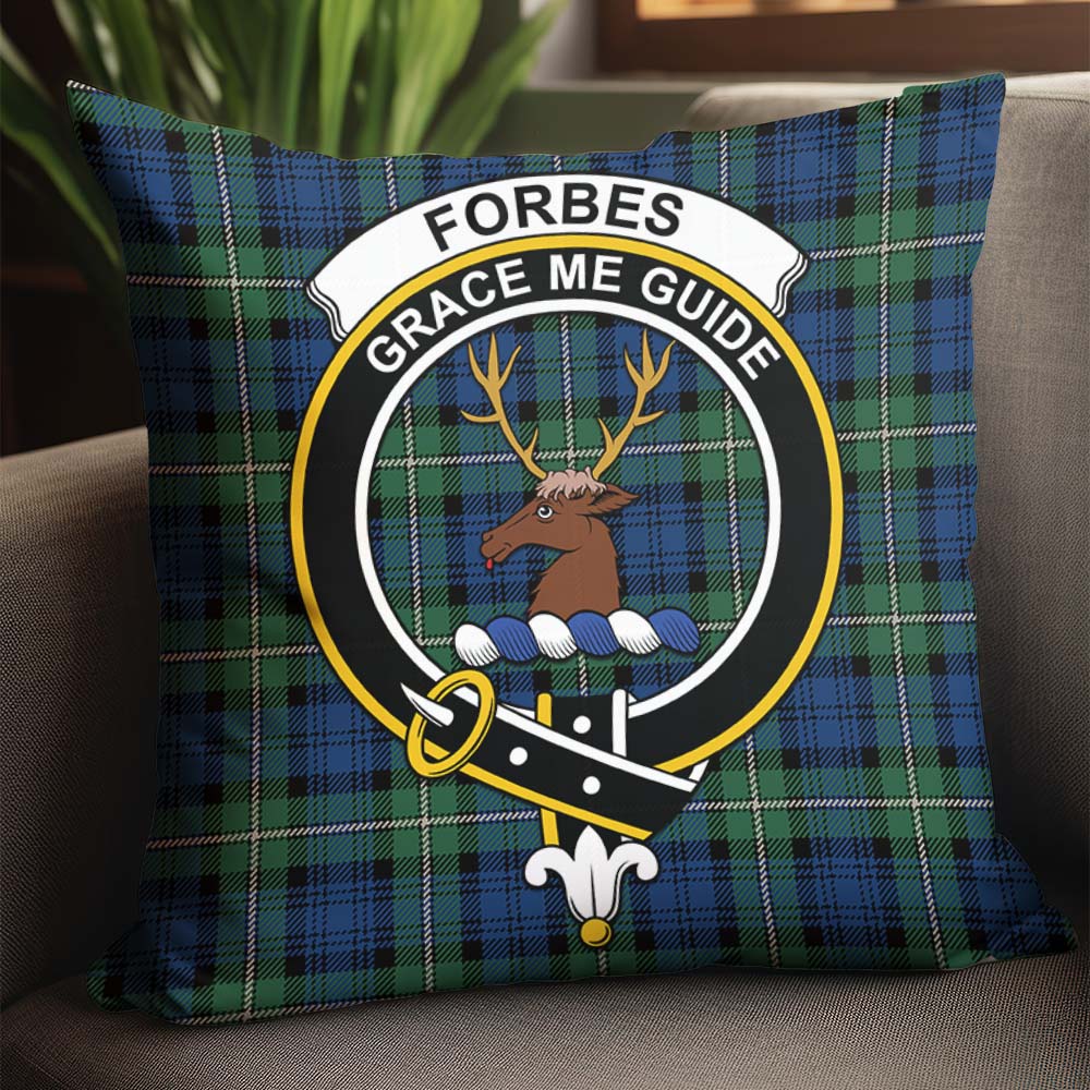 Forbes Ancient Tartan Pillow Cover with Family Crest - Tartanvibesclothing