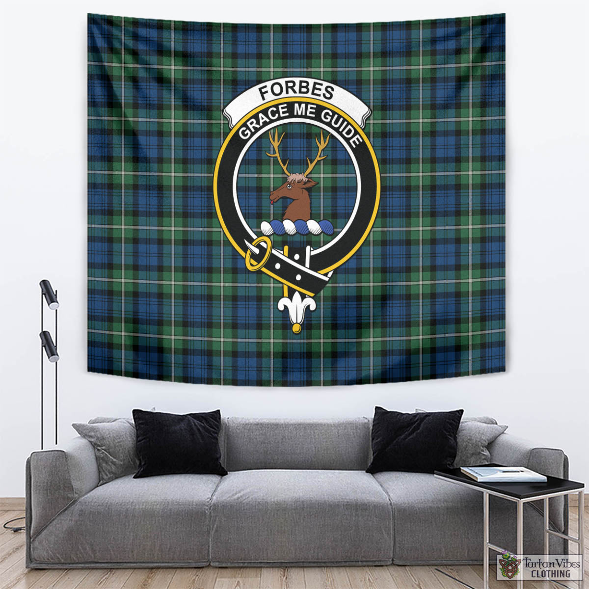 Tartan Vibes Clothing Forbes Ancient Tartan Tapestry Wall Hanging and Home Decor for Room with Family Crest