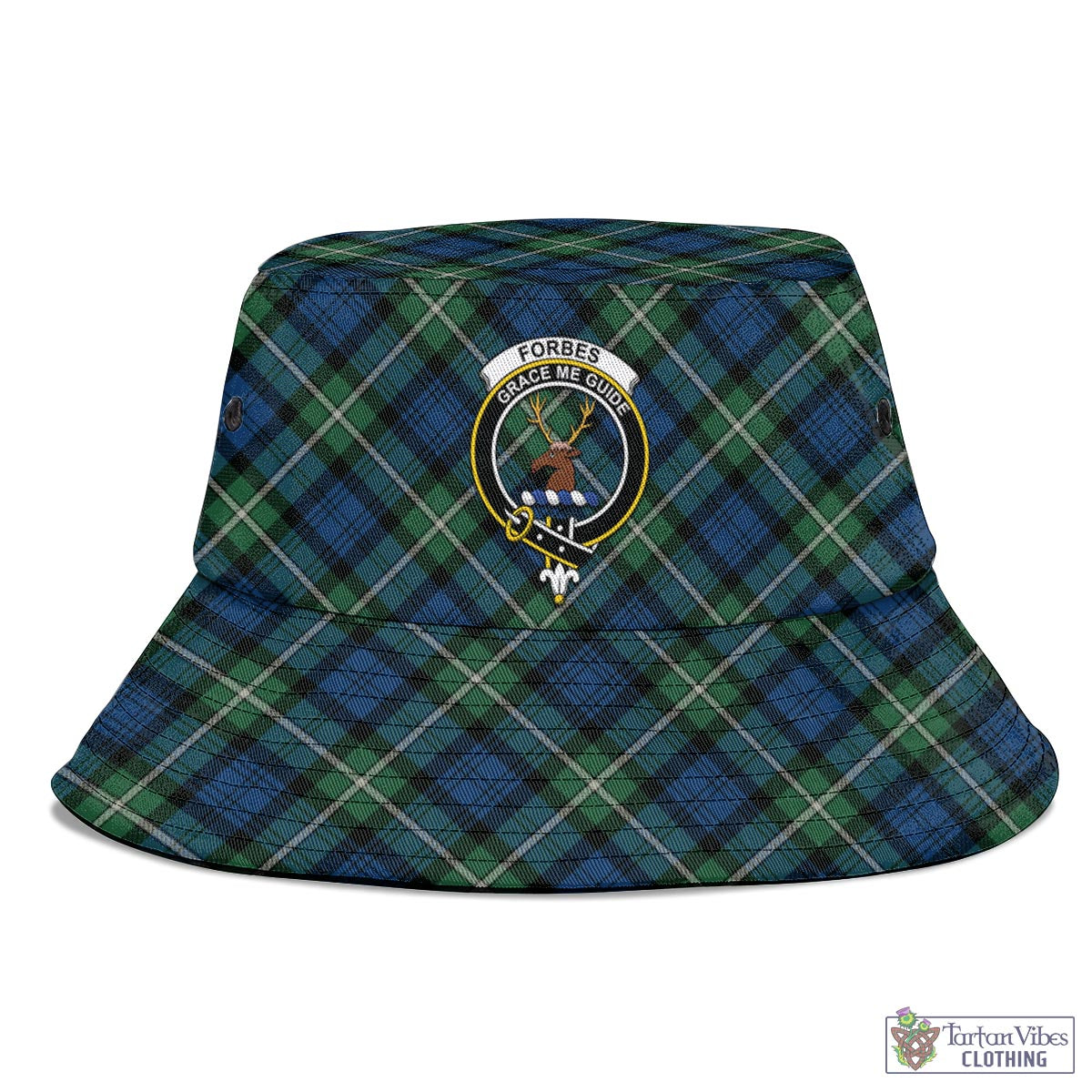 Tartan Vibes Clothing Forbes Ancient Tartan Bucket Hat with Family Crest