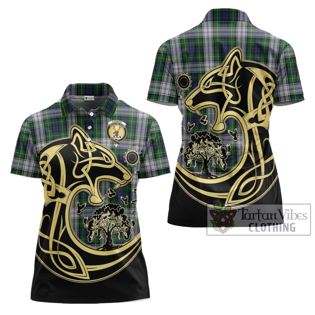 Forbes Dress Tartan Women's Polo Shirt with Family Crest Celtic Wolf Style Women - Tartanvibesclothing Shop