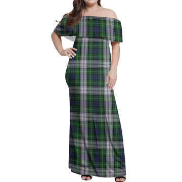 Forbes Dress Tartan Off Shoulder Long Dress