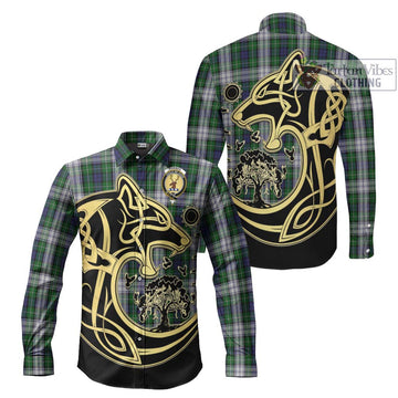 Forbes Dress Tartan Long Sleeve Button Shirt with Family Crest Celtic Wolf Style