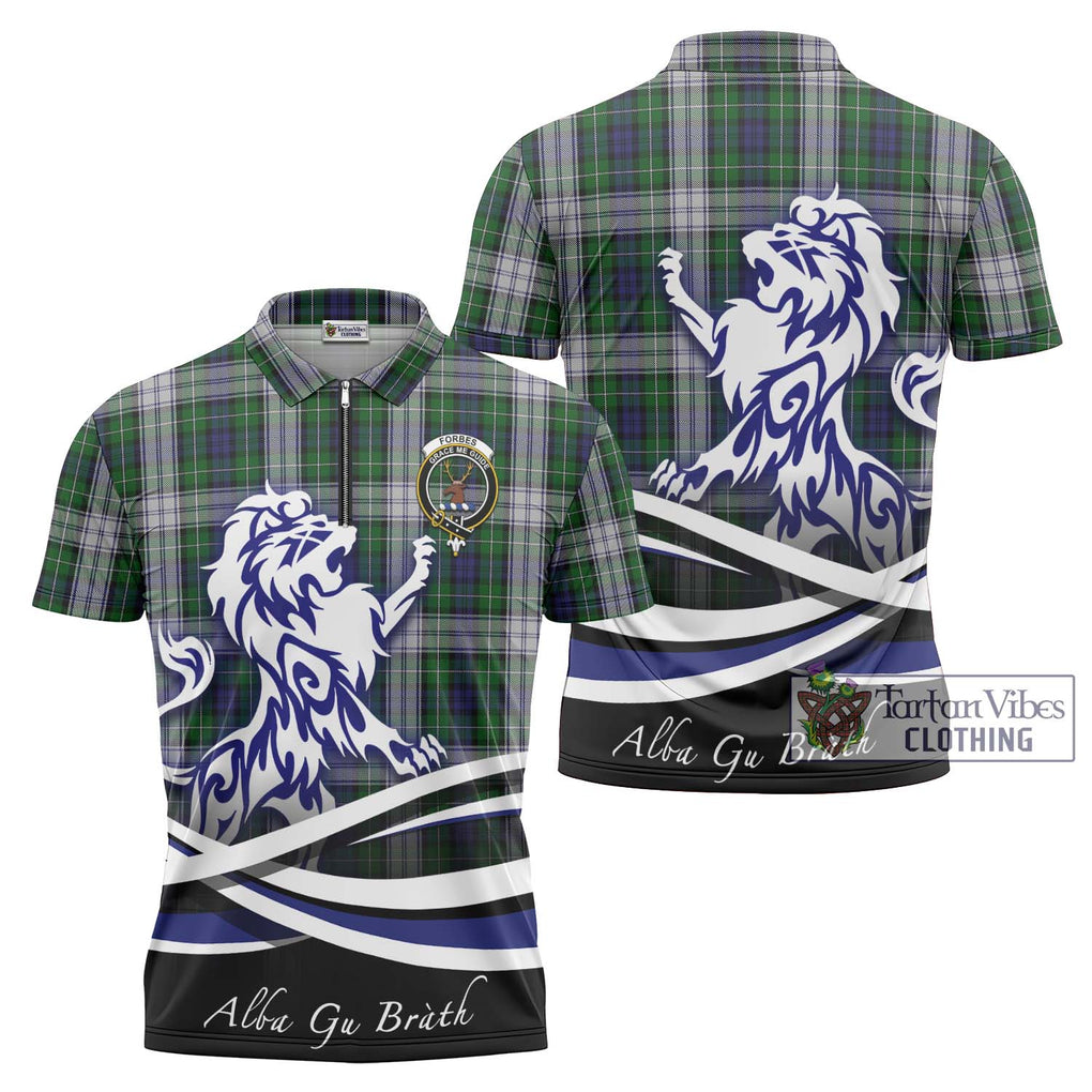 Forbes Dress Tartan Zipper Polo Shirt with Alba Gu Brath Regal Lion Emblem Unisex - Tartanvibesclothing Shop