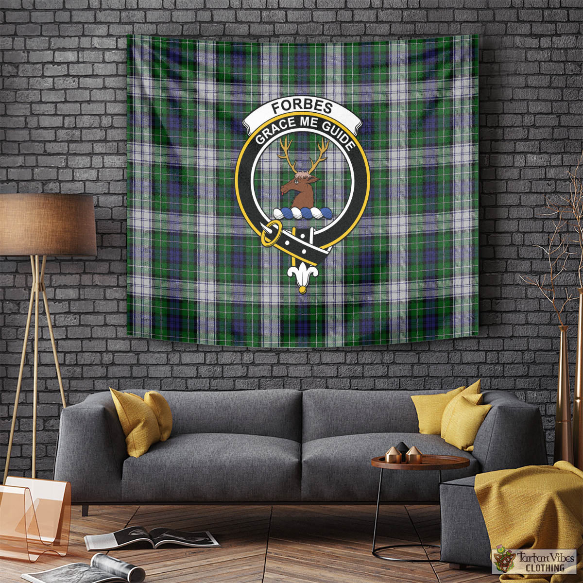 Tartan Vibes Clothing Forbes Dress Tartan Tapestry Wall Hanging and Home Decor for Room with Family Crest